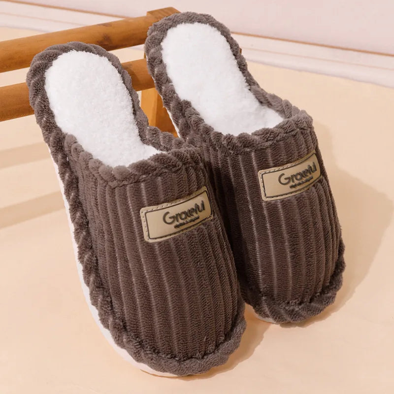 Women's Soft Sole Comfy House Slippers Lightweight Warm Plush Winter Slippers for Women Indoor Non Slip Corduroy Slip On Shoes