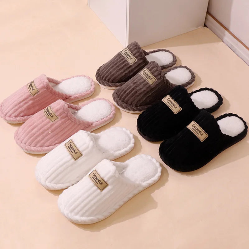 Women's Soft Sole Comfy House Slippers Lightweight Warm Plush Winter Slippers for Women Indoor Non Slip Corduroy Slip On Shoes