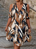 Elegant V-Neck Zipper Sleeveless Large Size Summer Dress for Women Casual Loose Floral Print One Piece Women's Summer Dress