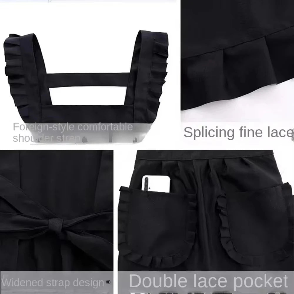2026 1Pcs Cute Korean Style Apron Female Nail Shop Kitchen Coffee Overalls Home Cooking Cleaning Sleeveless Apron