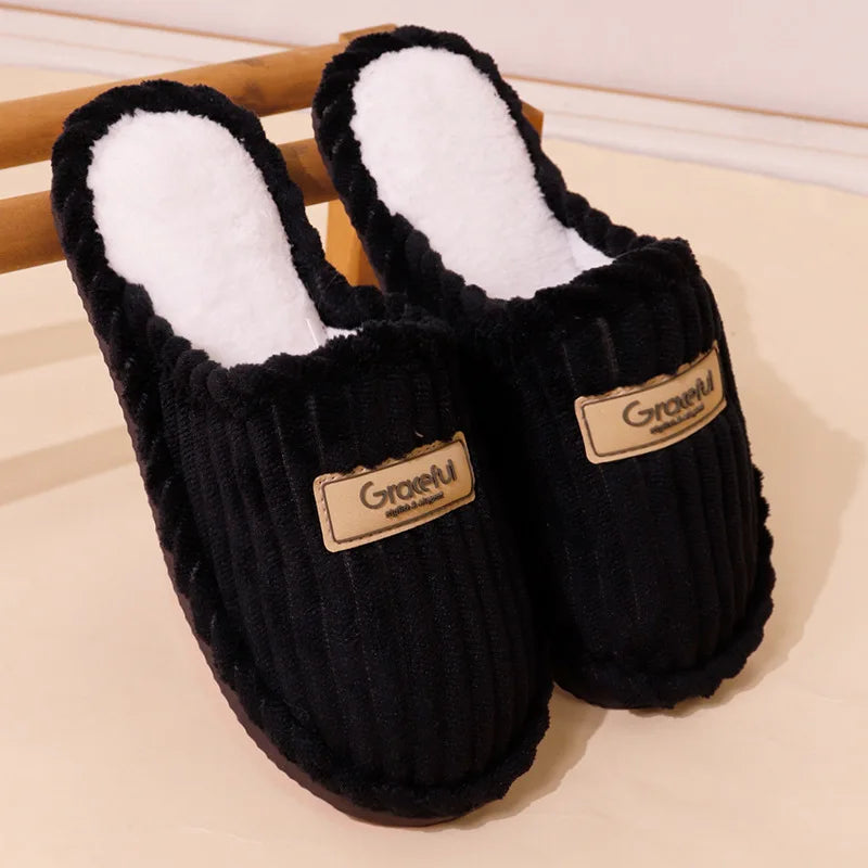 Women's Soft Sole Comfy House Slippers Lightweight Warm Plush Winter Slippers for Women Indoor Non Slip Corduroy Slip On Shoes