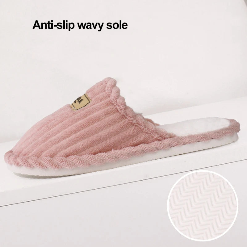 Women's Soft Sole Comfy House Slippers Lightweight Warm Plush Winter Slippers for Women Indoor Non Slip Corduroy Slip On Shoes
